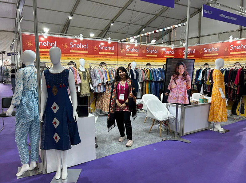 Snehal Creation stall at Bharat Tex 2024, Bharat Mandapam, New Delhi