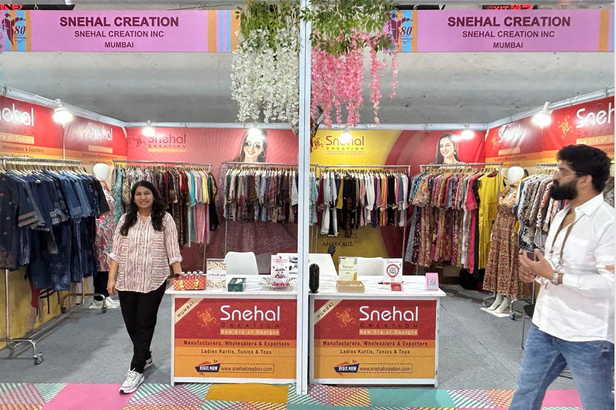 Snehal Creation stall at CMAI 80th National Garment Fair, NESCO Goregaon, Mumbai, January 2025