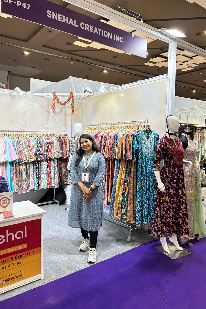 Snehal Creation stall (SF-P47) at Bharat Tex 2025, Bharat Mandapam, New Delhi